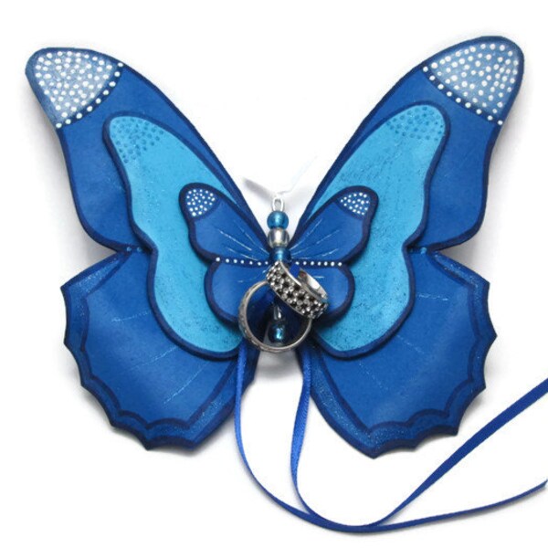 wedding ring bearer, wedding ring blue butterfly, alternative wedding ring pillow, , wedding ring , wedding ring holder