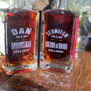 Glass etching stencil for bottles or glassware. Perfect for groomsmen or bridal party gifts!