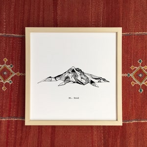 Mount Hood Oregon Polygonal Mountain Drawing - Art Print