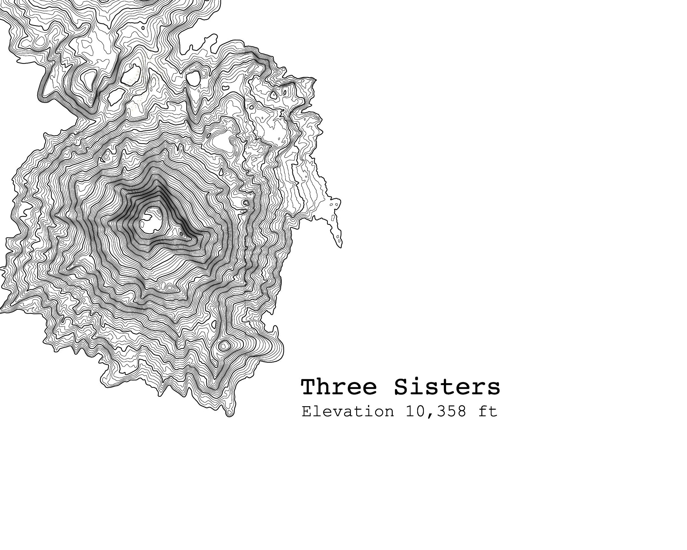 Three Sisters Oregon Art Print Topographic Map Etsy