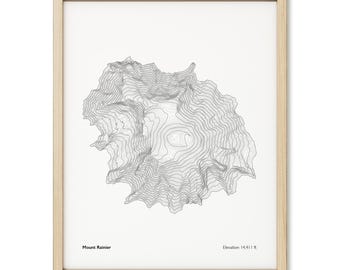 Mt. Rainier Washington Art Print - Topographic Map