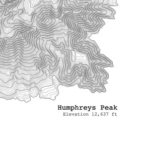 Humphreys Peak Arizona Topographic Map Art Print - Etsy