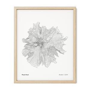 Mapa topográfico do Monte Hood, Oregon - Impressão artística