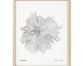 Mount Hood Oregon Topographic Map - Art Print