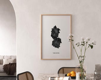 Three Sisters Oregon Topographical Art Print Archival Paper