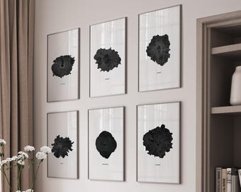 Cascade Mountains Topographical Art Print Set Rainier Helens Adams Hood Bachelor Shasta Archival Paper