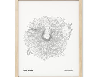 Mount St. Helens Washington Topographic Map - Art Print