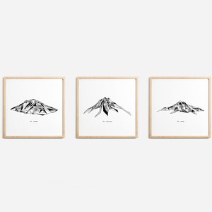 Northwest Mountains Polygonal Drawings Art Print Collection 画像 1