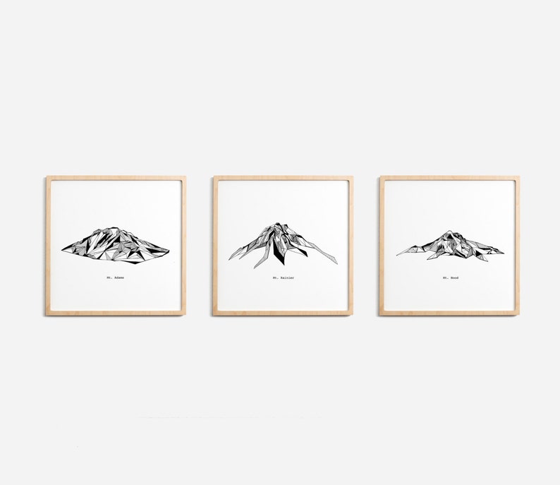 Northwest Mountains Polygonal Drawings Art Print Collection 画像 1