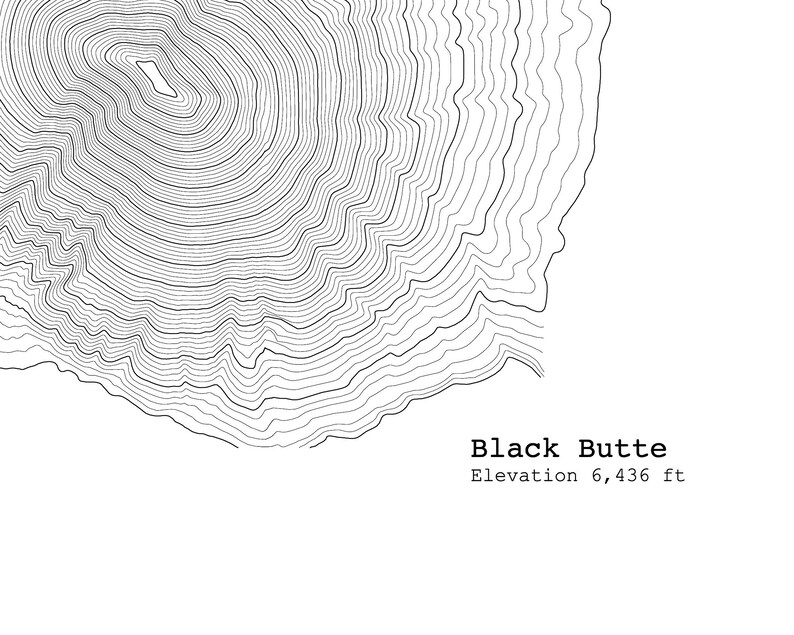 Black Butte Oregon Topographic Map Art Print Etsy
