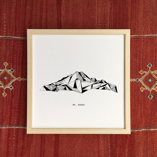 Cascade Range Mountains Polygonal Drawings Art Print Collection - shops Rainier Helens Baker Hood Bachelor Shasta