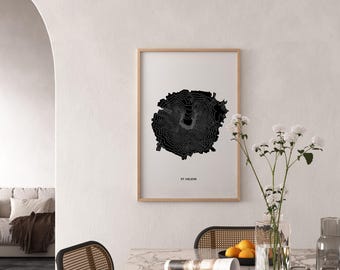 Mount St. Helens Washington Topographical Art Print Archival Paper