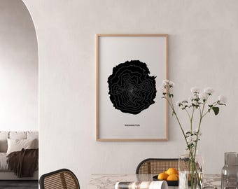 Mount Washington Oregon Topographical Art Print Archival Paper