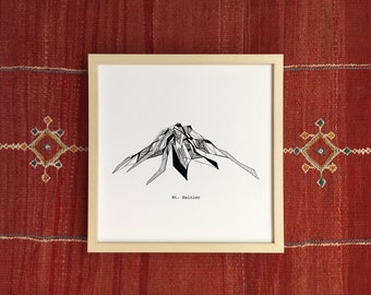 Mt. Rainier Washington Polygonal Drawing Art Print