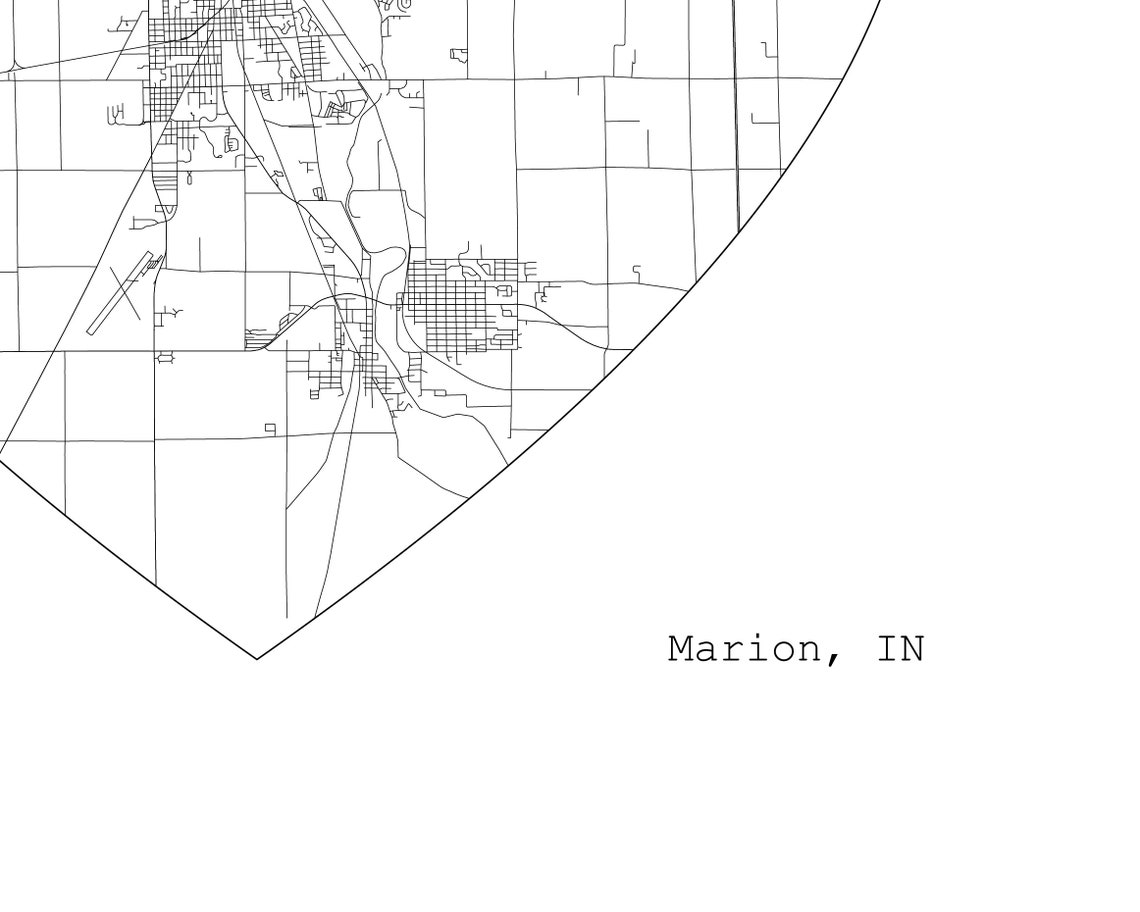 Marion Indiana City Heart Map Art Print Home Decor Etsy