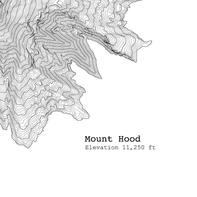 Oregon Mountains Topographic Map Art Print Set Hood Bachelor - Etsy