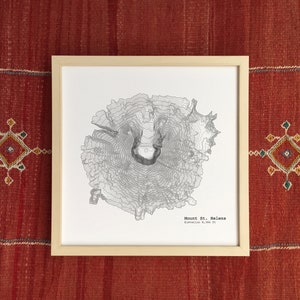 Mapa topográfico del Monte Santa Helena, Washington - Lámina artística