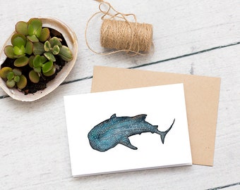 Greeting card ~ Whale Shark ~ watercolour, blank inside, A6 greeting card