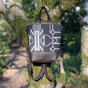 Mini Backpack in Southwestern Wool-Tsi Mayhoh Wool and leather Backpack-Ready to ship-Woodside Goods