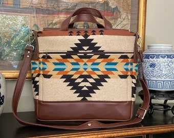 Gender Neutral Backpack, Diaper Bag, Satchel, Weekender in Wool and Leather  Rancho Arroyo Black With Chocolate Leather-woodside Goods - Etsy
