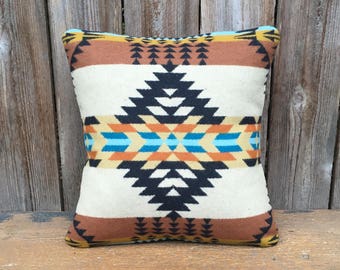 Tribal Wool pillow cover in Rancho Arroyo Black wool- Black Tan Cream Pillow-Geometric Design Pillow -Oregon Wool
