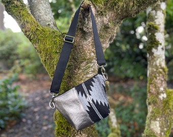 Fanny Pack Belt Bag in wool and leather-Falcon Cove-Hip Bag-Festival Bag-Southwestern bag-Woodside Goods