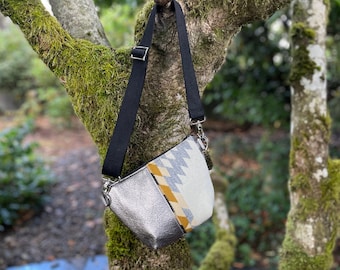 Fanny Pack Belt Bag in wool and leather-Rancho Arroyo Silver-Hip Bag-Festival Bag-Southwestern bag-Woodside Goods