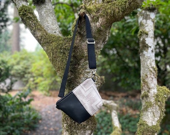 Fanny Pack Belt Bag in wool and leather-Harding-Hip Bag-Festival Bag-Southwestern bag-Woodside Goods