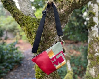 Fanny Pack Belt Bag in wool and leather-Chief Joseph-Hip Bag-Festival Bag-Southwestern bag-Woodside Goods