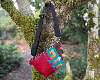 Fanny Pack Belt Bag in wool and leather-Rio Rancho-Hip Bag-Festival Bag-Southwestern bag-Woodside Goods