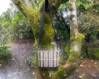 Mini Cross body Bag in Oregon wool Harding-Tribal Women's Shoulder bag-Boho Bag- leather Southwestern Design Bag
