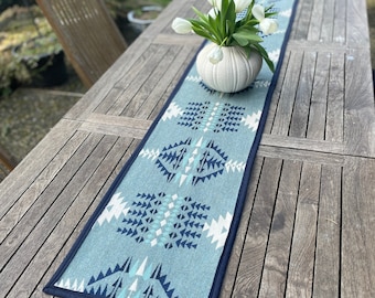 Table Runner in Southwestern wool-Rancho Arroyo Shale-Tribal Design Runner-65” x 13"