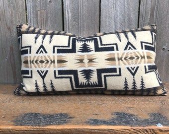 Tribal Wool Pillow Cover In Pendleton Wool Thunder And Etsy