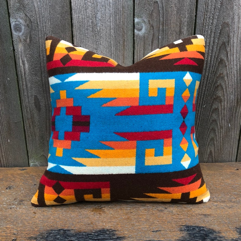 Tribal Wool Pillow Cover In Pendleton Wool Rio Rancho Native Etsy