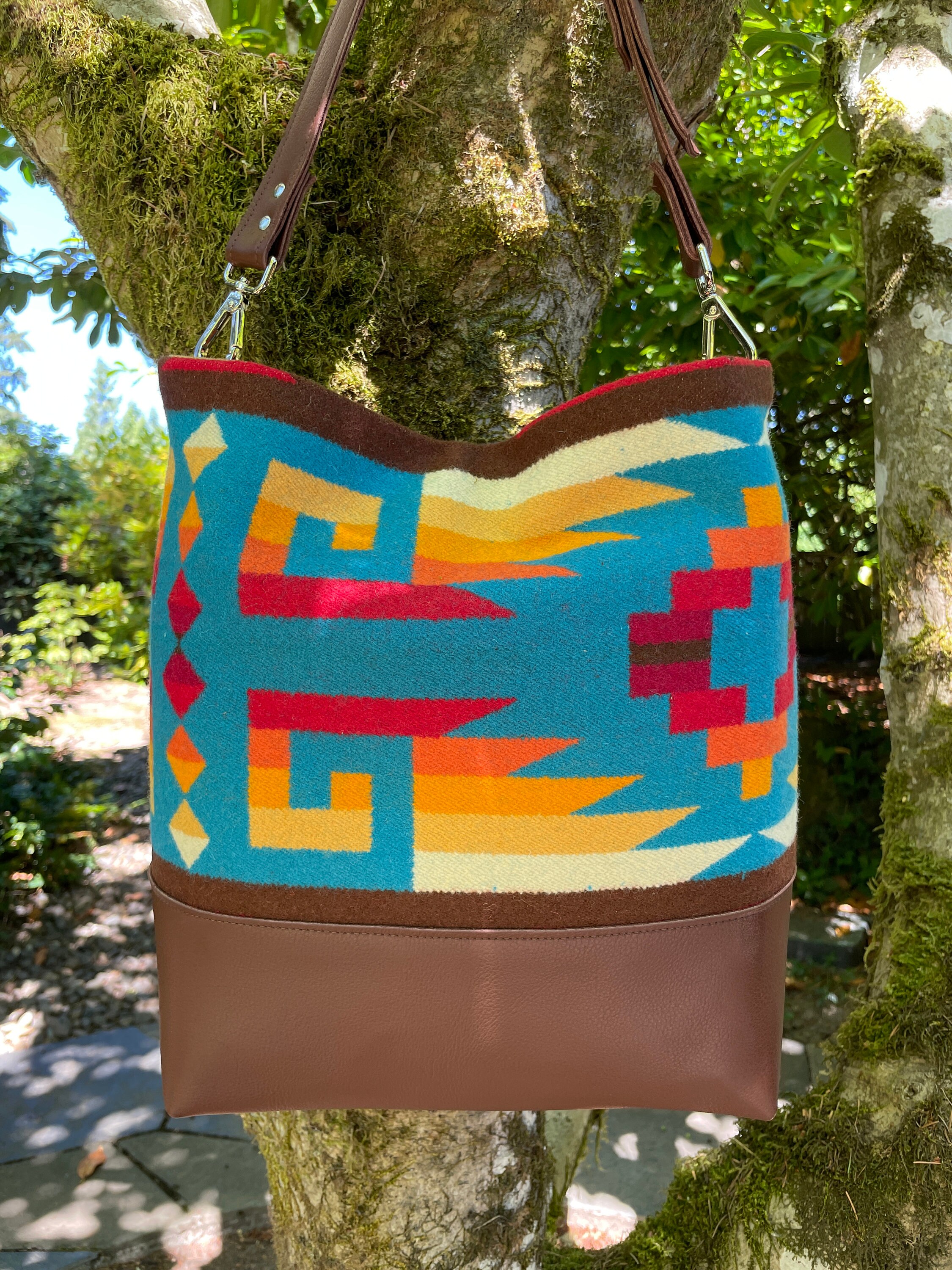 Hobo Tote Bag in Wool Land Leather Rio Rancho Boho Tote Bag Etsy