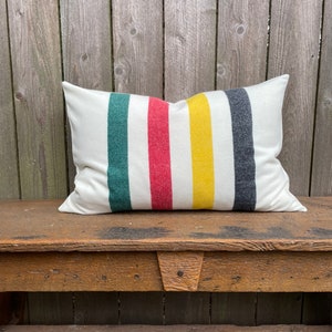 Wool pillow cover-Striped Pillow Cover-16 x 24-Cabin Chic-Lake House-Western pillow image 4