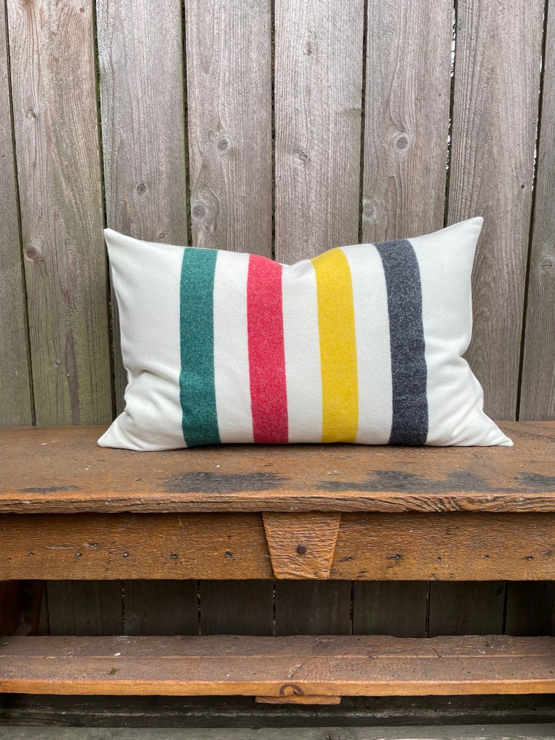 Wool pillow cover-Striped Pillow Cover-16 x 24-Cabin Chic-Lake House-Western pillow image 4