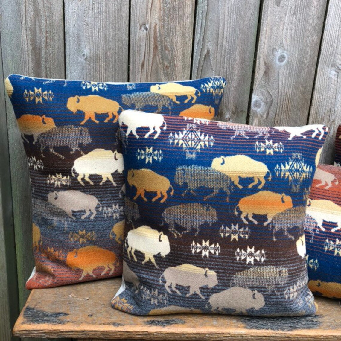Wool pillow cover in Pendleton wool Land of the Buffalo Etsy