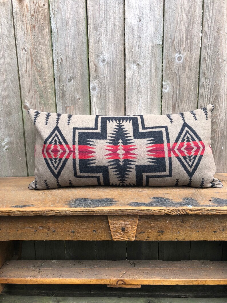 Tribal Wool Pillow Cover In Pendleton Wool Harding Native Etsy