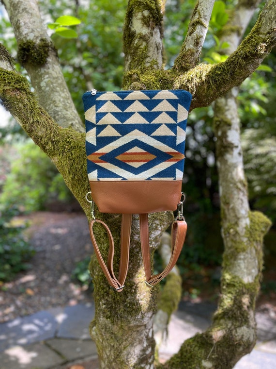 Mini Backpack in Southwestern Wool-rock Point Blue Wool and  display picture 3