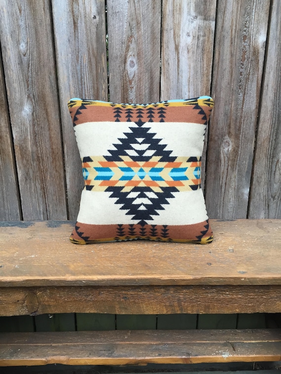 Tribal Wool Pillow Cover In Pendleton Wool Rancho Arroyo Black Etsy