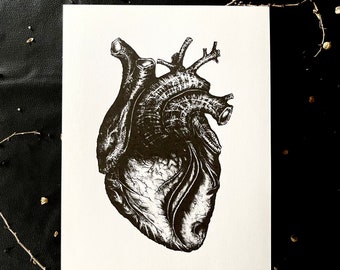 Anatomical Heart Print 11”x14” Gift Love Valentines Forever Family Loyalty Dark Fairytale Spirit Goth Black Darkart Art Body Mental Health
