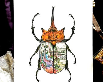 Painted Beetle (one) Insect Bugs Color Nature Japanese Asian Fairytale Women Empowerment Music Musical Mystical Japan Love Art Museum Draw