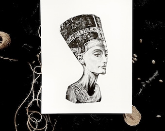 Nefertiti Print 11" x 14" Egyptian Ancient Egypt Queen German Germany museum Love  Women Empowerment Mental Health Gift Antique Art Draw