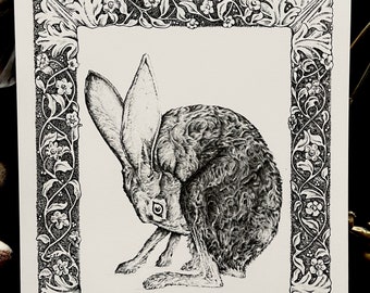 A Rabbits Tale Print 11"x14" Gift Dark Fairytale Love Art Furry Animal Spring Spirit Spiritanimal Forest Family Autumn Pet