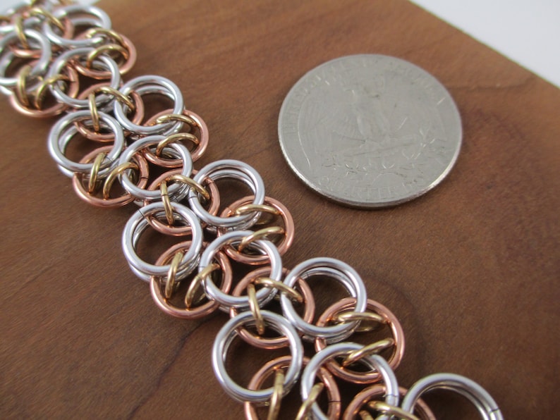 Chainmail Jewelry Chainmail Bracelet Bracelet and Earring Celtic Styled Chainmaille Set in Copper and Aluminum