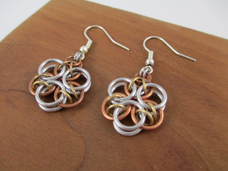Chainmail Jewelry Chainmail Bracelet Bracelet and Earring Celtic Styled Chainmaille Set in Copper and Aluminum