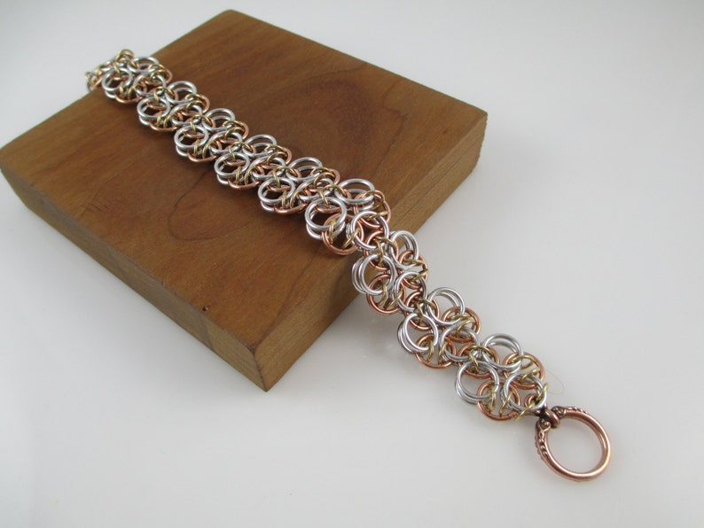 Chainmail Jewelry Chainmail Bracelet Bracelet and Earring Celtic Styled Chainmaille Set in Copper and Aluminum