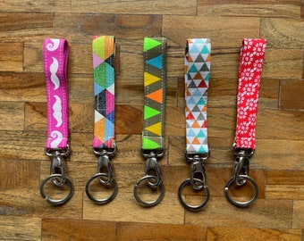 Wrist strap key ring. Colourfull cotton key holder. Lovely gift to receive or give.