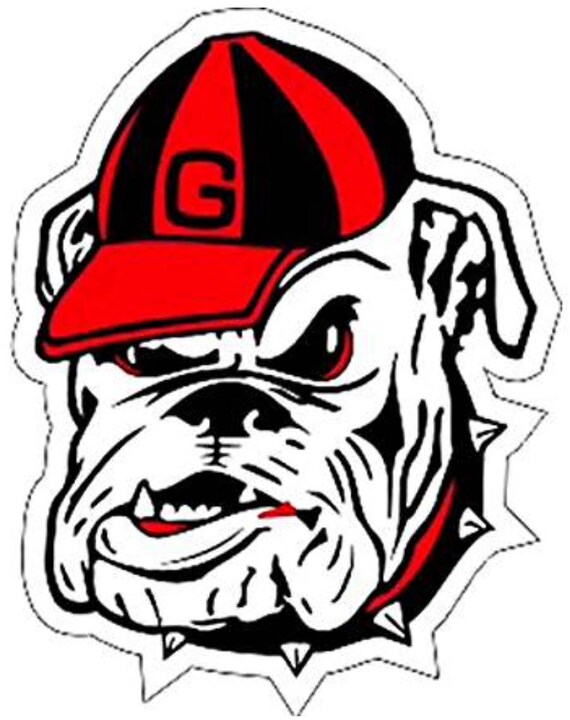 Georgia Bulldog Large Die-Cut Vinyl Bulldog Head Decal | Etsy
